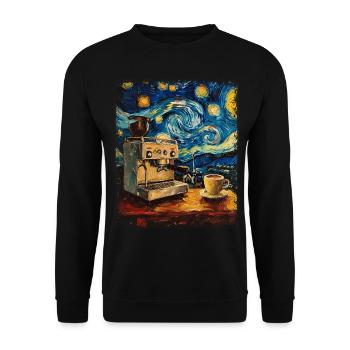 Barista Coffee Maker Starry Night Painting - Unisex Sweatshirt - black - Front - Alina (178cm) & Michal (187cm)