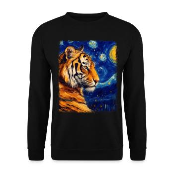 Chat du Bengale Nuit étoilée Peinture - Sweat-shirt Unisexe - noir - Devant - Alina (178cm) & Michal (187cm)