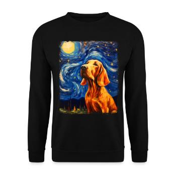 Bluthund Hund Sternennacht Gemälde - Unisex Pullover - Schwarz - Vorne - Alina (178cm) & Michal (187cm)