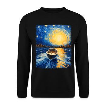 Bateau Conducteur Batelier Nuit étoilée Ge - Sweat-shirt Unisexe - noir - Devant - Alina (178cm) & Michal (187cm)