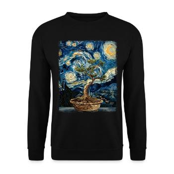 Bonsaï Arbre Zen Japonais Nuit Étoilée Peinture - Sweat-shirt Unisexe - noir - Devant - Alina (178cm) & Michal (187cm)