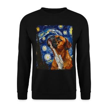 Boxer Dog Starry Night Painting - Unisex Sweatshirt - black - Front - Alina (178cm) & Michal (187cm)