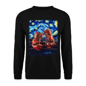 Boxer Boxing Gloves Starry Night Painting - Unisex Sweatshirt - black - Front - Alina (178cm) & Michal (187cm)