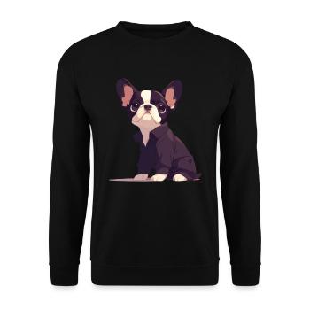 Niedliche Bulldogge Mops Hund - Unisex Pullover - Schwarz - Vorne - Alina (178cm) & Michal (187cm)