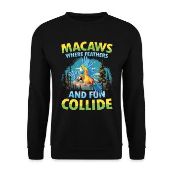 Macaws Where Feathers and Fun Collide - Unisex Pullover - Schwarz - Vorne - Alina (178cm) & Michal (187cm)