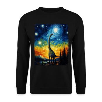 Brachiosaure dinosaure Nuit étoilée Peinture - Sweat-shirt Unisexe - noir - Devant - Alina (178cm) & Michal (187cm)