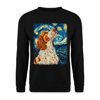 Brittany Spaniel Chien Nuit étoilée Peinture - Sweat-shirt Unisexe - noir - Devant - Alina (178cm) & Michal (187cm)
