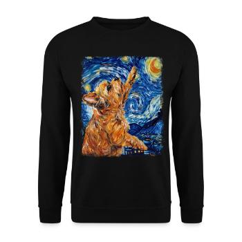Brussels Griffon Dog Starry Night Painting - Unisex Sweatshirt - black - Front - Alina (178cm) & Michal (187cm)