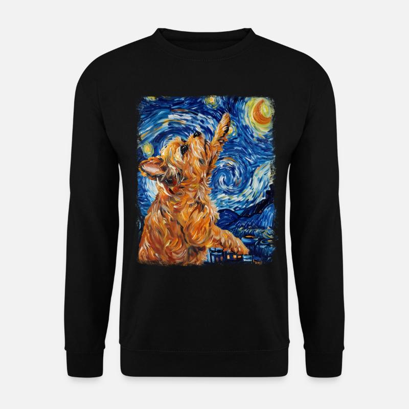 Brüsseler Griffon Hund Sternennacht Gemälde - Unisex Pullover - Schwarz