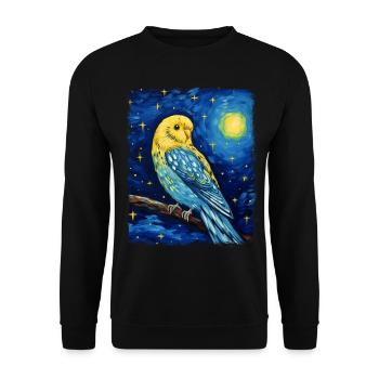 Wellensittich Wellensittich Papagei Vogel Starry N - Unisex Pullover - Schwarz - Vorne - Alina (178cm) & Michal (187cm)