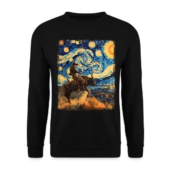 Bull Rider Bull Riding Cowboy Nuit étoilée Gem - Sweat-shirt Unisexe - noir - Devant - Alina (178cm) & Michal (187cm)