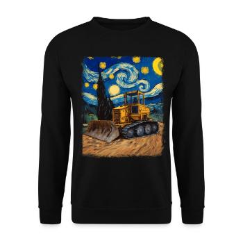 Bulldozer Remorque de construction HEO Starry Night Painting - Sweat-shirt Unisexe - noir - Devant - Alina (178cm) & Michal (187cm)