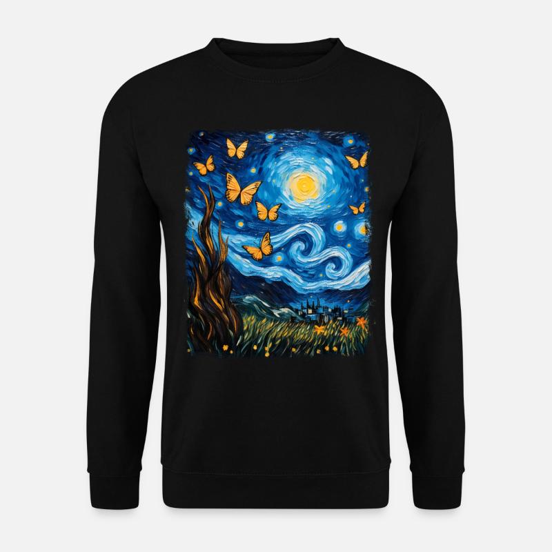Schmetterling Schmetterlinge Insekt Sternennacht M - Unisex Pullover - Schwarz