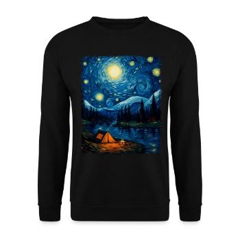 Camping Camper Tent Starry Night Painting - Unisex Sweatshirt - black - Front - Alina (178cm) & Michal (187cm)