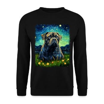 Cane Corso Chien Nuit étoilée Peinture - Sweat-shirt Unisexe - noir - Devant - Alina (178cm) & Michal (187cm)