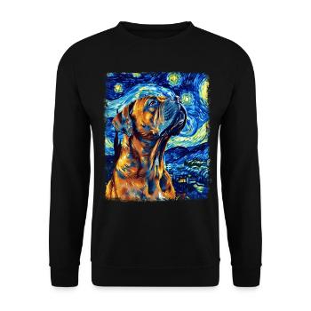 Cane Corso Hund Sternennacht Gemälde - Unisex Pullover - Schwarz - Vorne - Alina (178cm) & Michal (187cm)