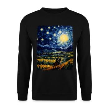 Horse Rider Riding Dressage Starry Night Painting - Unisex Sweatshirt - black - Front - Alina (178cm) & Michal (187cm)