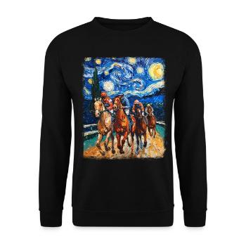 Courses de chevaux Équitation Nuit étoilée Peinture - Sweat-shirt Unisexe - noir - Devant - Alina (178cm) & Michal (187cm)