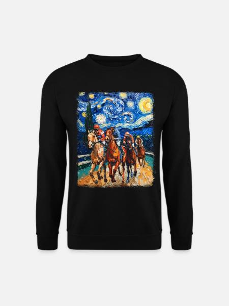 Pferderennen Reiten Reiten Sternennacht Malerei - Unisex Pullover - Schwarz