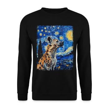 Hyena African Animal Starry Night Painting - Unisex Sweatshirt - black - Front - Alina (178cm) & Michal (187cm)