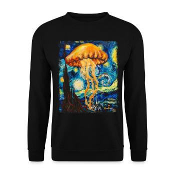 Méduse Océan Nuit étoilée Peinture - Sweat-shirt Unisexe - noir - Devant - Alina (178cm) & Michal (187cm)