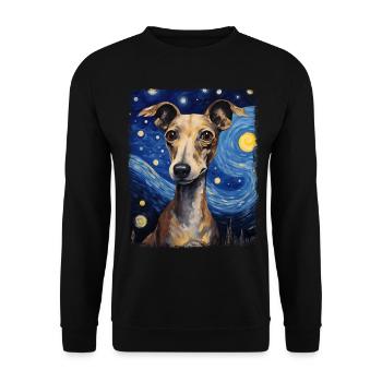 Italienischer Windhund Hund Hund Sternennacht Gemä - Unisex Pullover - Schwarz - Vorne - Alina (178cm) & Michal (187cm)