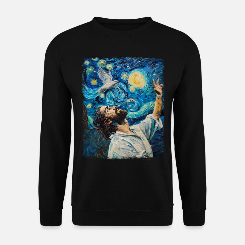 Jesus Weiße Taube Christliche Sternennacht Malerei - Unisex Pullover - Schwarz