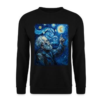 Karl Marx Kommunismus Kommunist Sternennacht Gemäl - Unisex Pullover - Schwarz - Vorne - Alina (178cm) & Michal (187cm)
