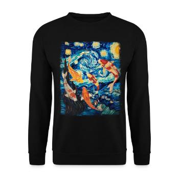 Koi Fish Carp Nishikigoi Japan Starry Night Ma - Unisex Sweatshirt - black - Front - Alina (178cm) & Michal (187cm)