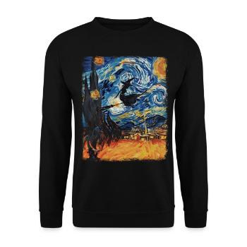 Sorcière Halloween Sorcières Occulte Nuit étoilée Peinture - Sweat-shirt Unisexe - noir - Devant - Alina (178cm) & Michal (187cm)