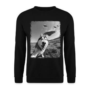 Alaskan Malamute Chien OVNI Alien Alien Sel - Sweat-shirt Unisexe - noir - Devant - Alina (178cm) & Michal (187cm)