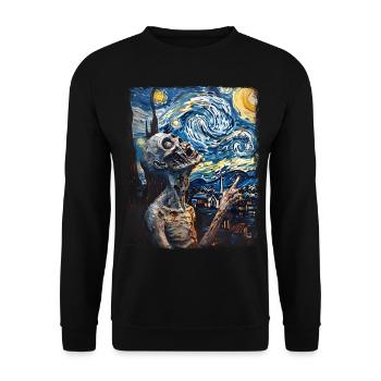 Peinture Zombie Nuit Étoilée - Sweat-shirt Unisexe - noir - Devant - Alina (178cm) & Michal (187cm)
