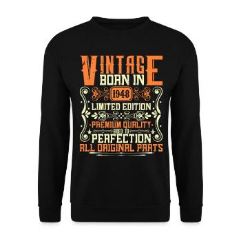 1948 Jahrgang 1948 - Baujahr 1948 Geburtstag 1948 - Unisex Pullover - Schwarz - Vorne - Alina (178cm) & Michal (187cm)