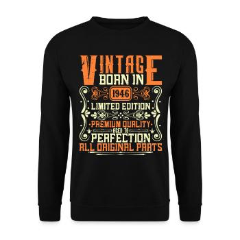 1946 Jahrgang 1946 - Baujahr 1946 Geburtstag 1946 - Unisex Pullover - Schwarz - Vorne - Alina (178cm) & Michal (187cm)