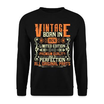 1974 Né en 1974 - Construit en 1974 Anniversaire en 1974 - Sweat-shirt Unisexe - noir - Devant - Alina (178cm) & Michal (187cm)