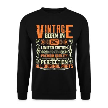 1967 Né en 1967 - Construit en 1967 Anniversaire en 1967 - Sweat-shirt Unisexe - noir - Devant - Alina (178cm) & Michal (187cm)