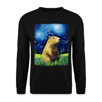 Capybara Capibara Peinture Nuit étoilée - Sweat-shirt Unisexe - noir - Devant - Alina (178cm) & Michal (187cm)