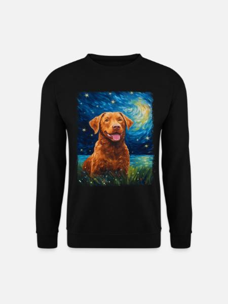 Chesapeake Bay Retriever Hund Sternennacht Gemälde - Unisex Pullover - Schwarz