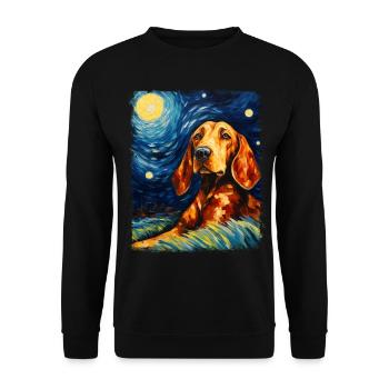 Coonhound chien Nuit étoilée Peinture - Sweat-shirt Unisexe - noir - Devant - Alina (178cm) & Michal (187cm)