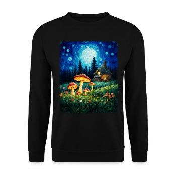 Cottagecore esthétique Nature champignon étoilé nuit Ma - Sweat-shirt Unisexe - noir - Devant - Alina (178cm) & Michal (187cm)