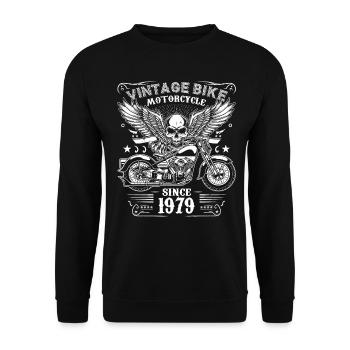 1979 Vintage Motorcycle Biker Birthday Born In 1979 - Unisex Sweatshirt - black - Front - Alina (178cm) & Michal (187cm)