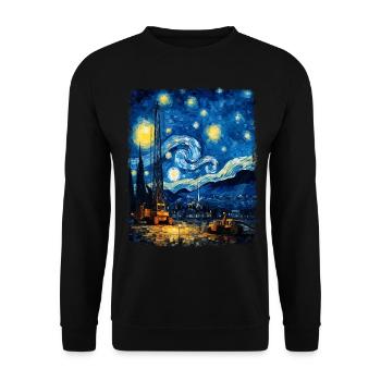 Kranführer Bauwesen HEO Sternennachtmalerei - Unisex Pullover - Schwarz - Vorne - Alina (178cm) & Michal (187cm)