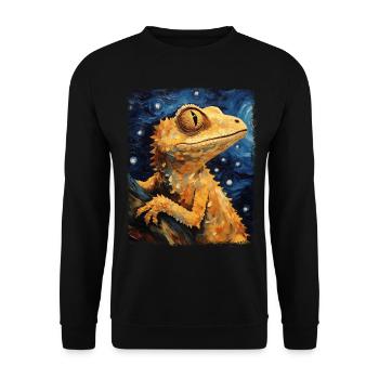 Lézard à crête Peinture de nuit étoilée - Sweat-shirt Unisexe - noir - Devant - Alina (178cm) & Michal (187cm)