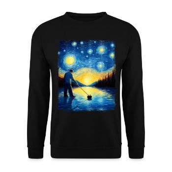 Joueur de pierre de curling Peinture nuit étoilée - Sweat-shirt Unisexe - noir - Devant - Alina (178cm) & Michal (187cm)