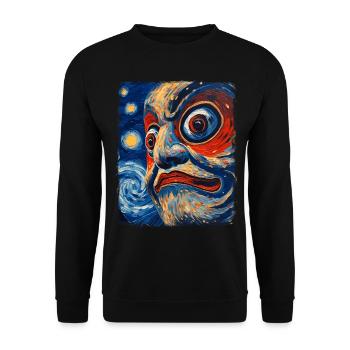 Daruma Doll Japan Starry Night Painting - Unisex Sweatshirt - black - Front - Alina (178cm) & Michal (187cm)