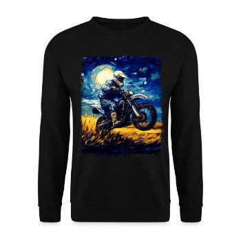 Dirt Bike Motocross Dirt Biking Biker Starry Night - Unisex Pullover - Schwarz - Vorne - Alina (178cm) & Michal (187cm)