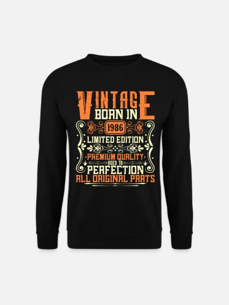 1986 Jahrgang 1986 - Baujahr 1986 Geburtstag 1986 - Unisex Pullover - Schwarz