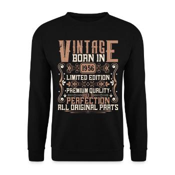 1956 Geburtstag Jahrgang 1956 Geboren Vintage 1956 - Unisex Pullover - Schwarz - Vorne - Alina (178cm) & Michal (187cm)