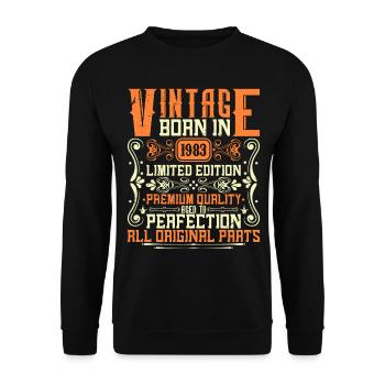 1983 Jahrgang 1983 - Baujahr 1983 Geburtstag 1983 - Unisex Pullover - Schwarz - Vorne - Alina (178cm) & Michal (187cm)