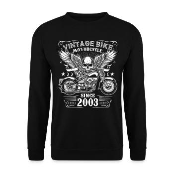 2003 Vintage Motorcycle Biker Birthday Born In 2003 - Unisex Sweatshirt - black - Front - Alina (178cm) & Michal (187cm)